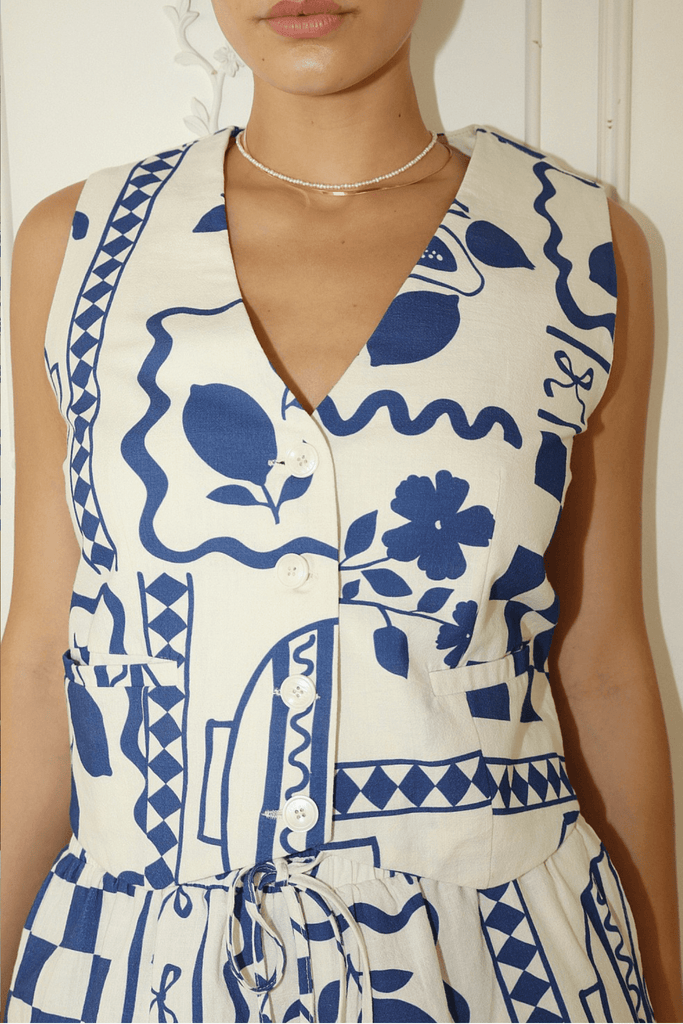 Bailey Rose Summer Home Cotton Vest Royal