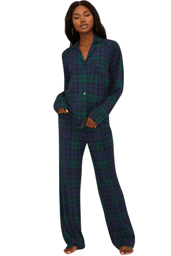 Beach Riot Livy Top / Connie Pant Set Wintergreen Plaid