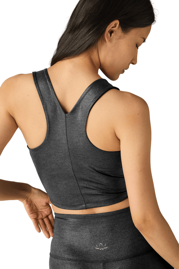 Beyond Yoga Glow On Cropped Tank Black Foil