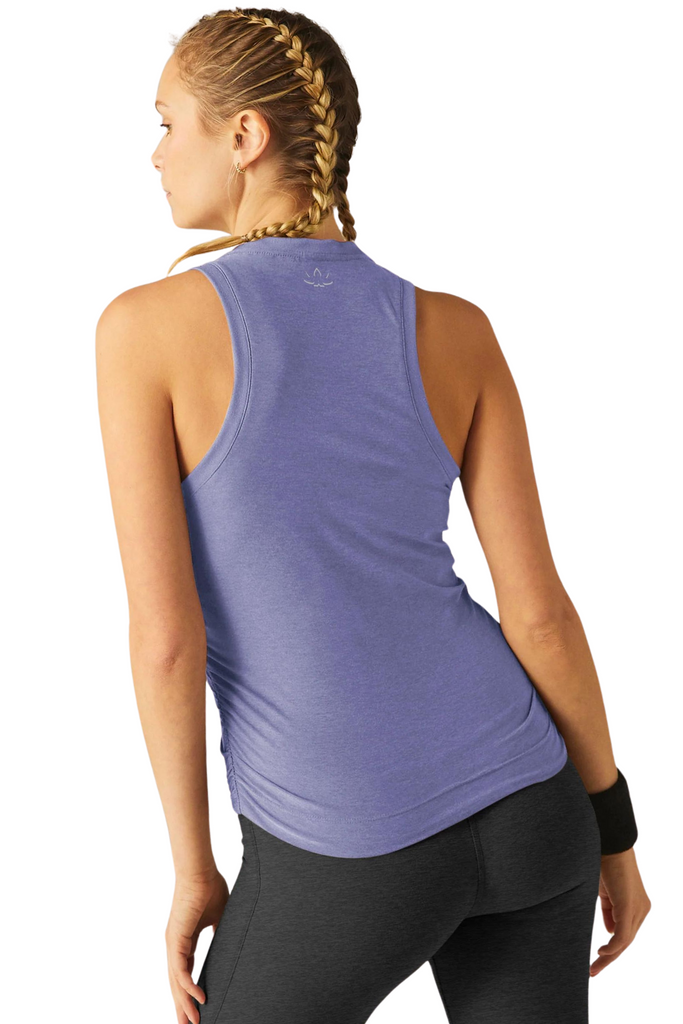 Beyond Yoga Featherweight Your Fit Shirred Tank Periwinkle Cloud Heather