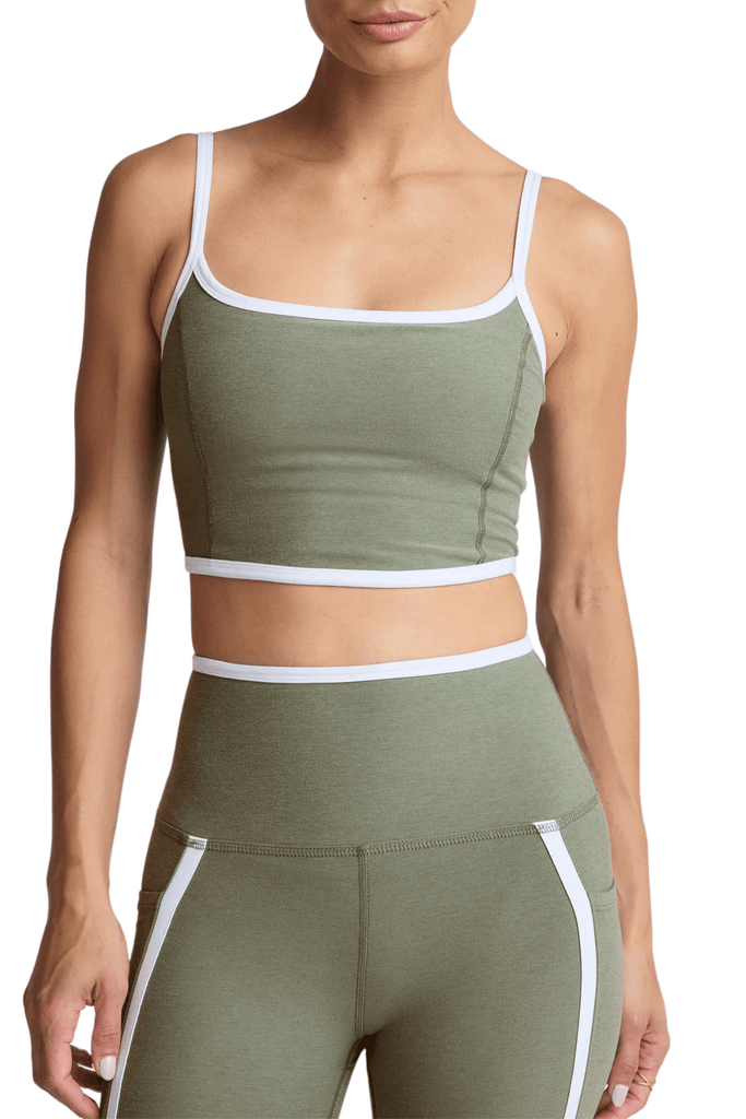 Beyond Yoga Spacedye New Moves High Cropped Tank Grey Sage Cloud White