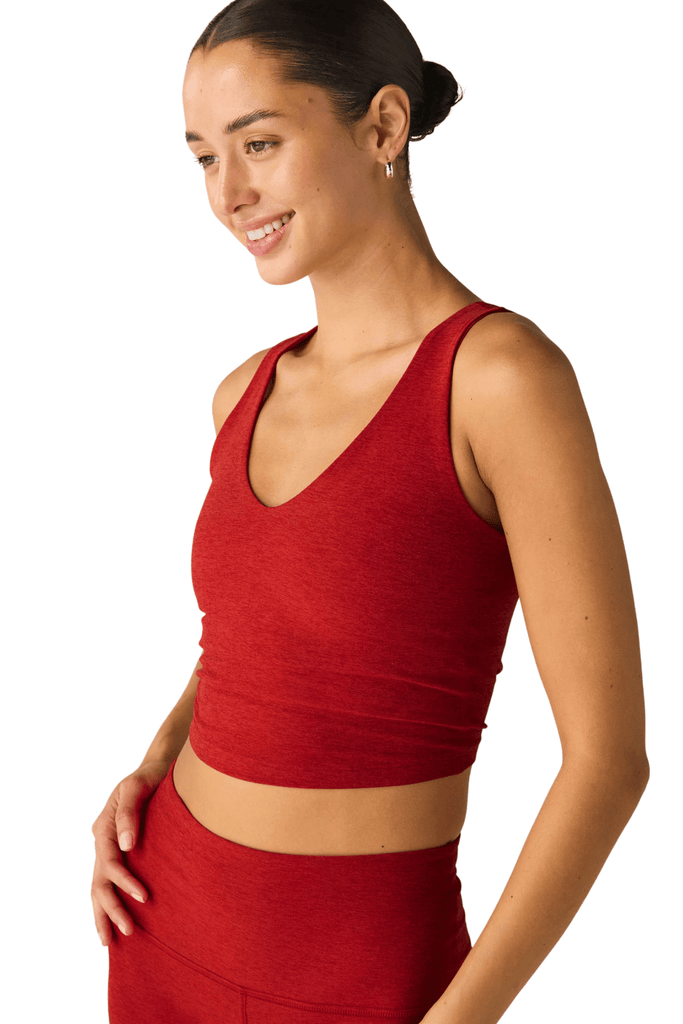 Beyond Yoga Spacedye Good Day Cropped Tank Ruby Red Heather