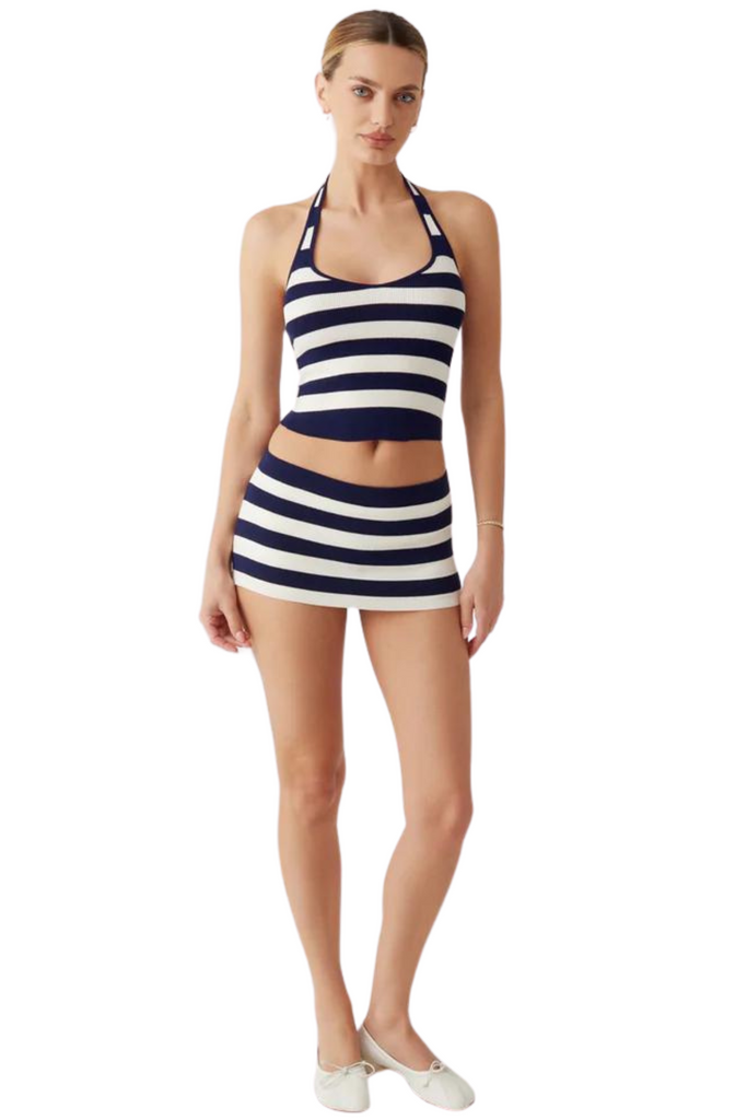 Frankies Bikinis Marialla Knit Halter Sea Stripe