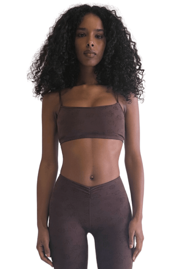 Frankies Bikinis Reine Shine Jacquard Bralette Chestnut