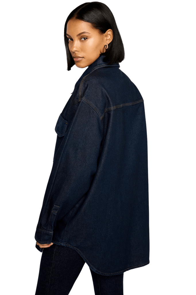 Good American Rinsed Denim Oversized Shirt Indigo716