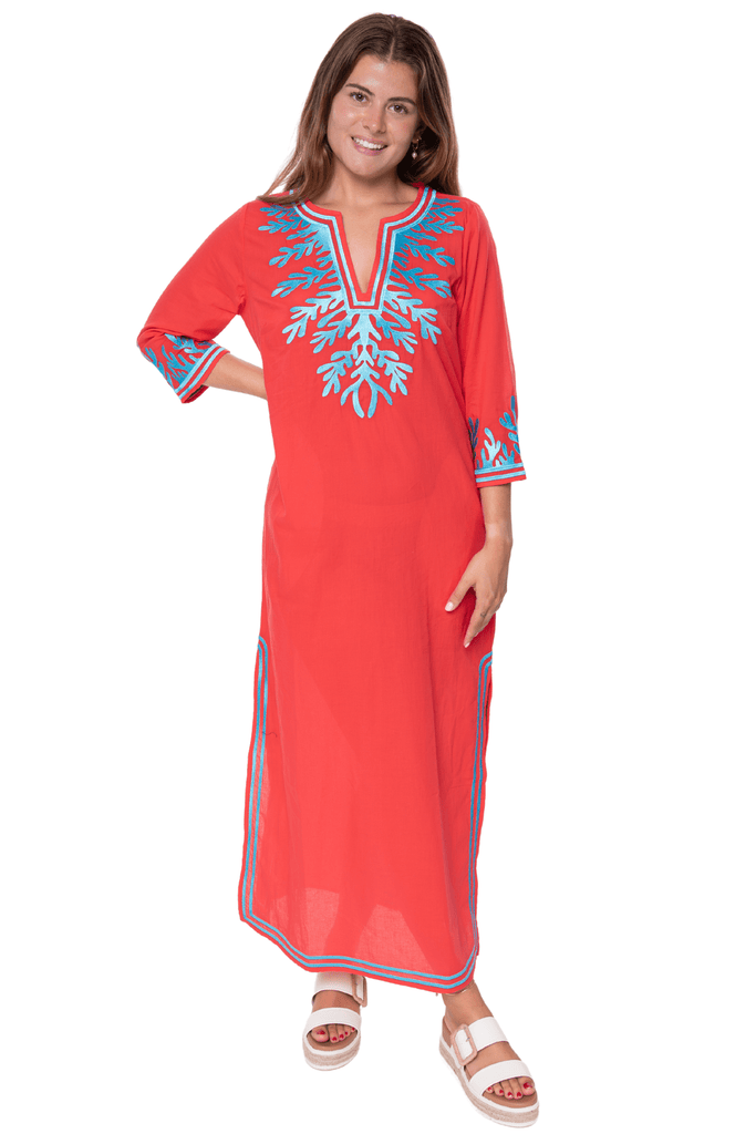 Gretchen Scott The Reef Caftan Coral/Turquoise