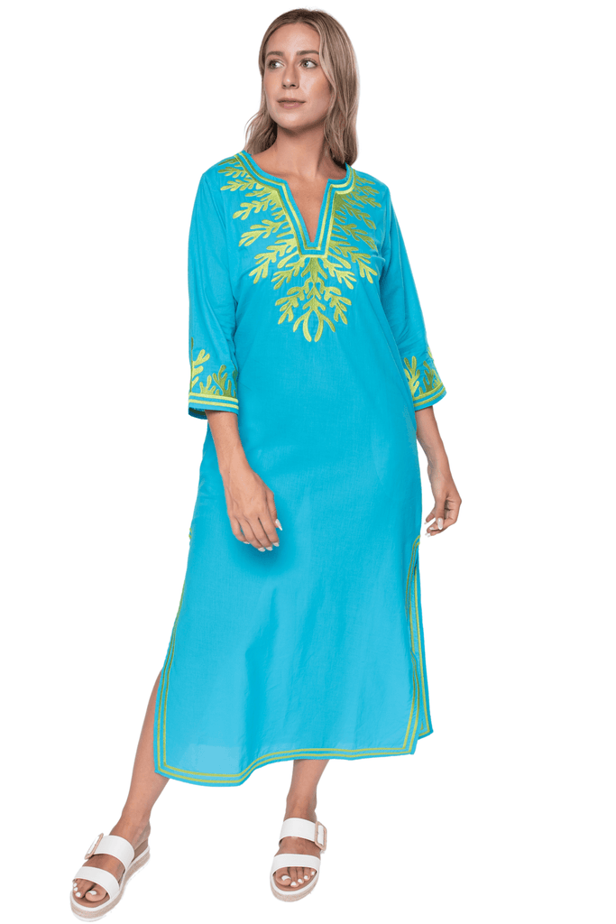 Gretchen Scott The Reef Caftan Turquoise/Lime