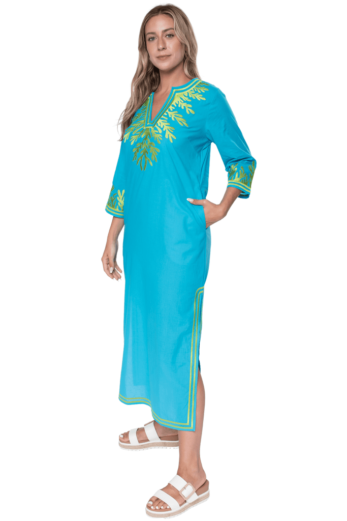 Gretchen Scott The Reef Caftan Turquoise/Lime