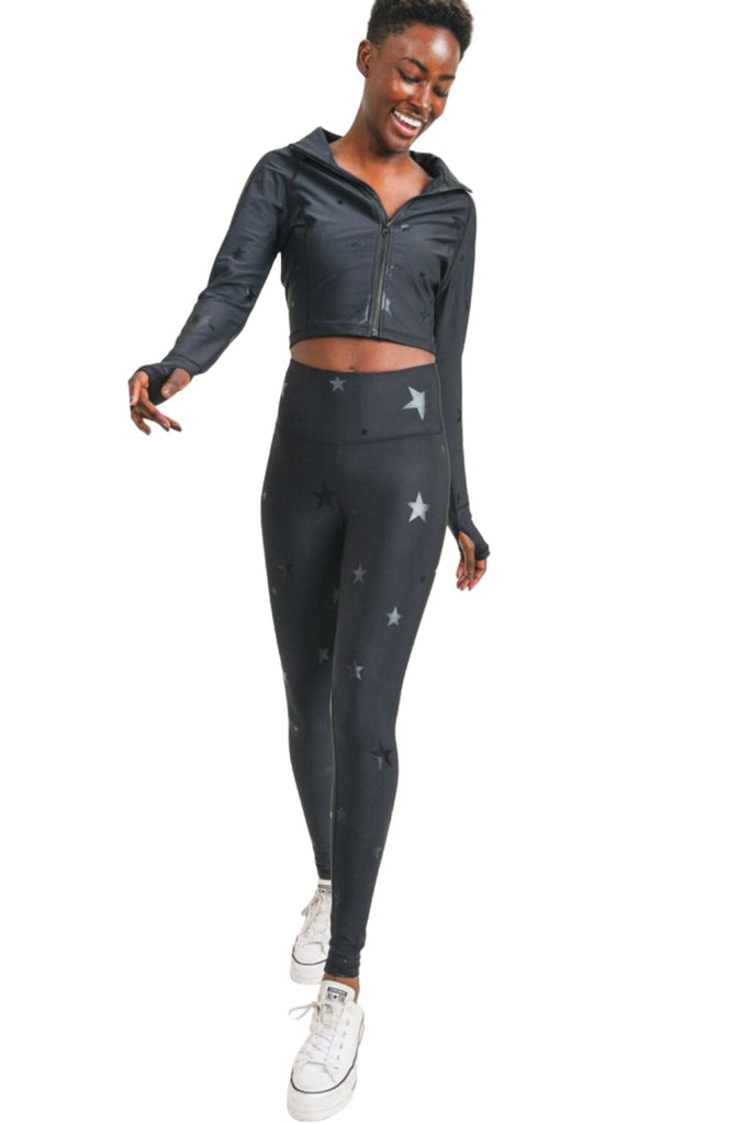 Mono B Black Star Foil High-Waisted Leggings Black