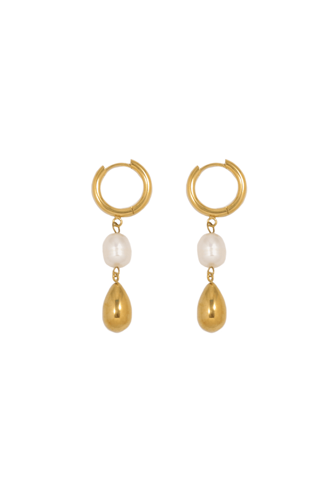 Petite Moments Double Pearl Drop Earrings Gold