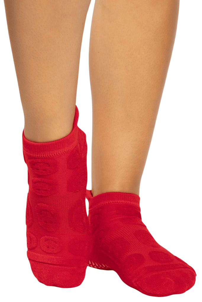 Pointe Studio Happy Terry Full Foot Grip Sock Cherry