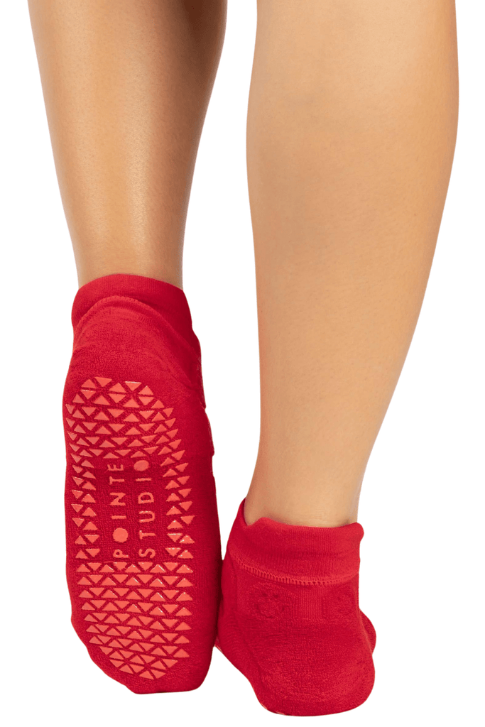 Pointe Studio Happy Terry Full Foot Grip Sock Cherry