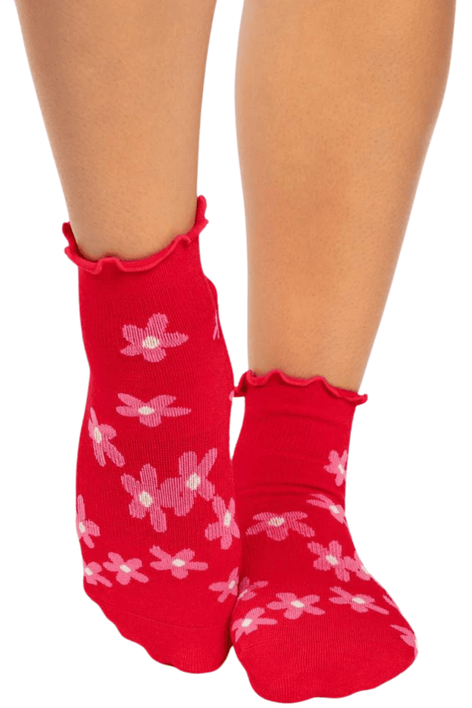 Pointe Studio Bloom Quarter Grip Sock Red