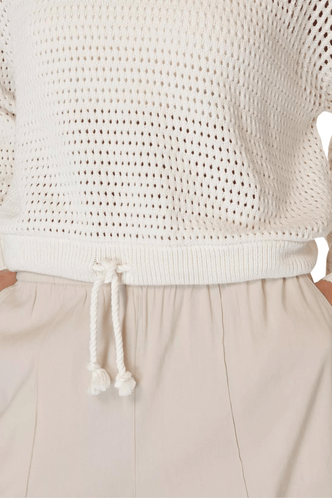 Sweaty Betty Tides High Open Weave Sweater Lily White