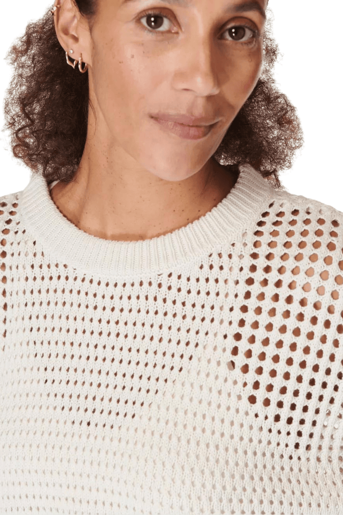 Sweaty Betty Tides High Open Weave Sweater Lily White