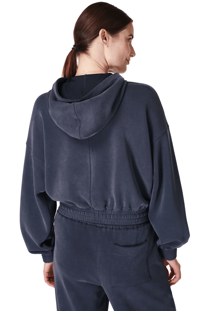 Sweaty Betty Sand Wash CloudWeight Crop Hoodie Navy Blue