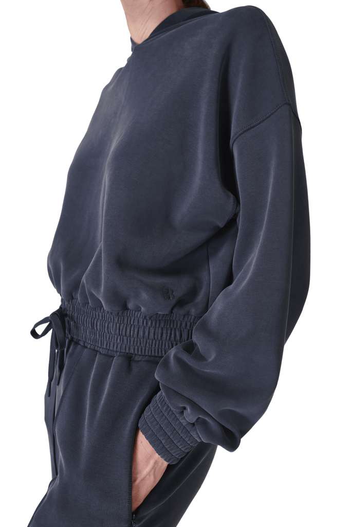 Sweaty Betty Sand Wash CloudWeight Crop Hoodie Navy Blue