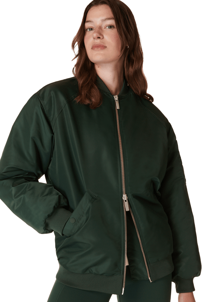 Sweaty Betty Cityscape Longline Bomber Trek Green