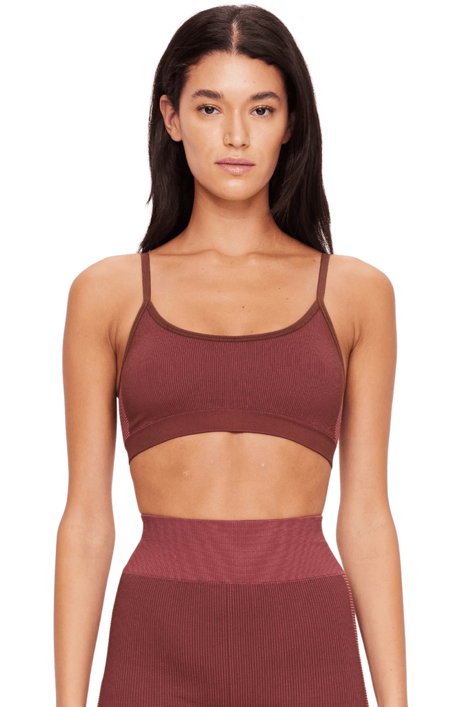 The Upside Ribbed Seamless Ballet Bra Brown