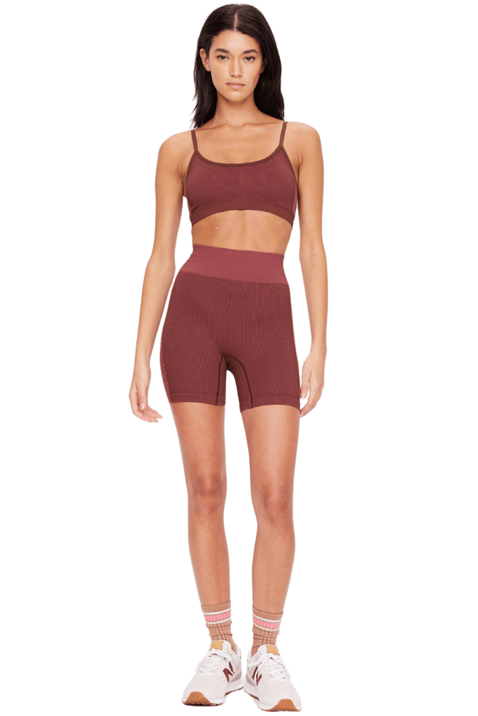 The Upside Ribbed Seamless 5IN Spin Shorts Brown