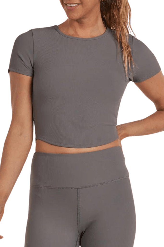 Thrive Société Refine Crew Neck Bra Top Graphite