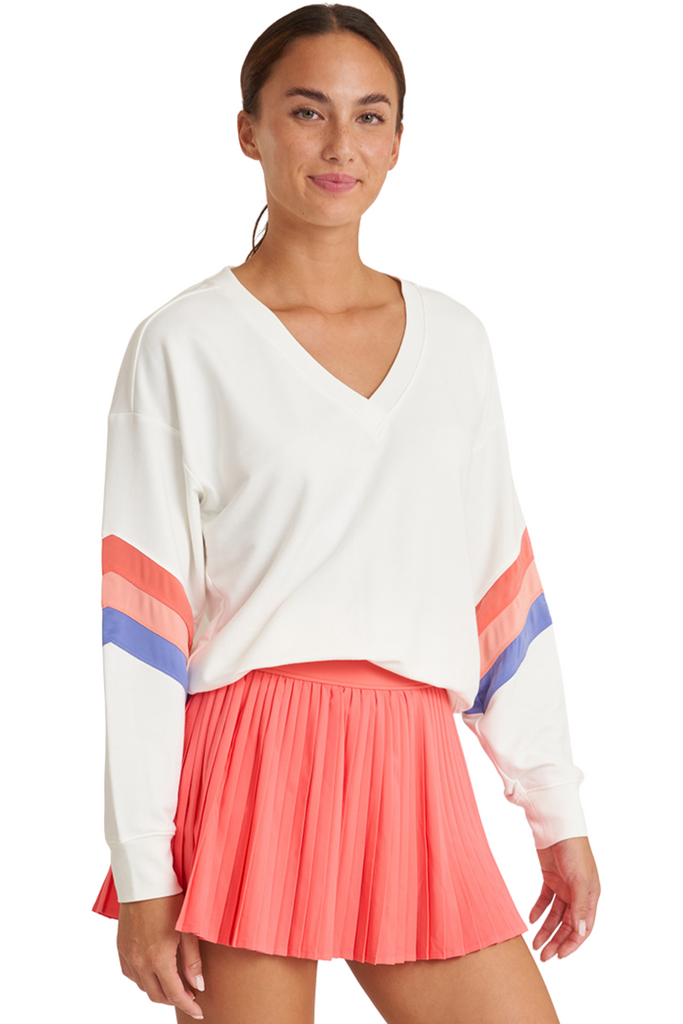 Thrive Société Comforted V-Blocked Pullover White