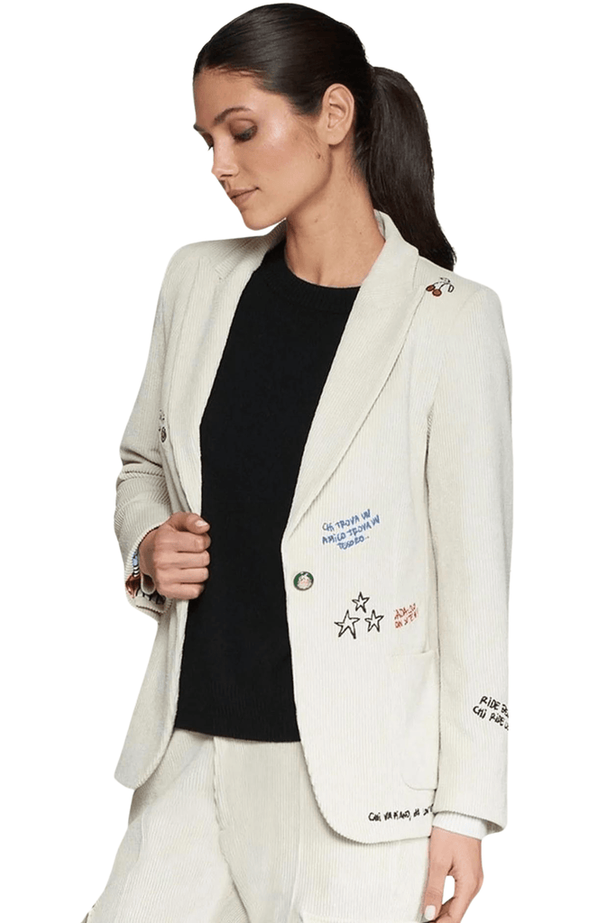 Vilagallo Hillary Jacket Embroidery Corduroy Off-White