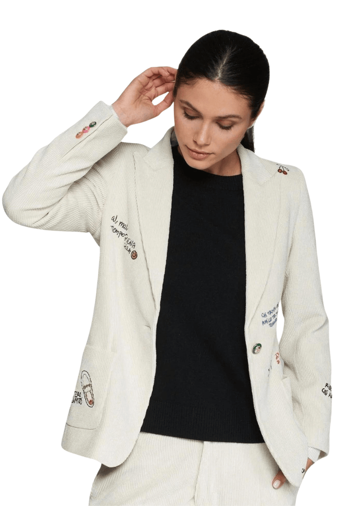 Vilagallo Hillary Jacket Embroidery Corduroy Off-White