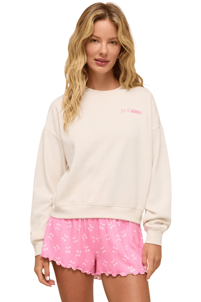 Z Supply Je T'aime Sweatshirt Vanilla Ice