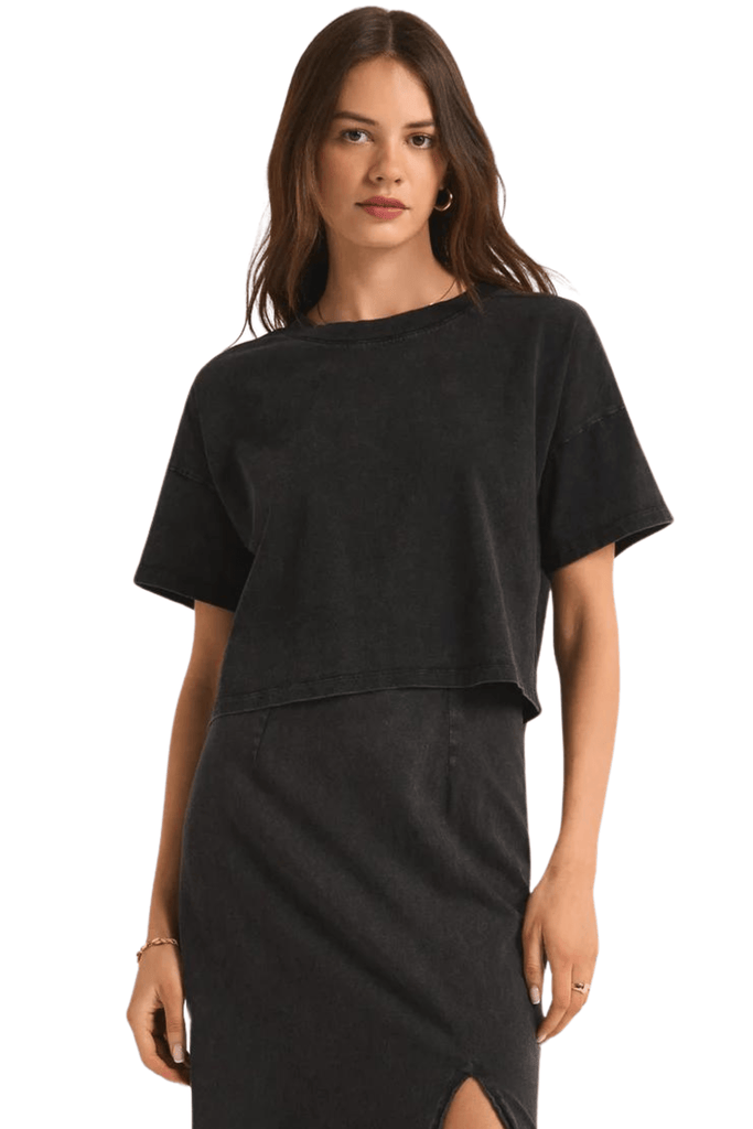 Z Supply Sway Cropped Tee Black